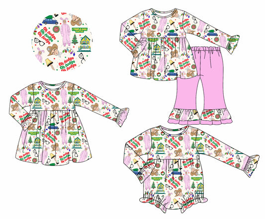 7.16(Custom Design Preorder MOQ 5 Each Design) Movie Characters Print Girls Christmas Matching Clothes Sisters Wear