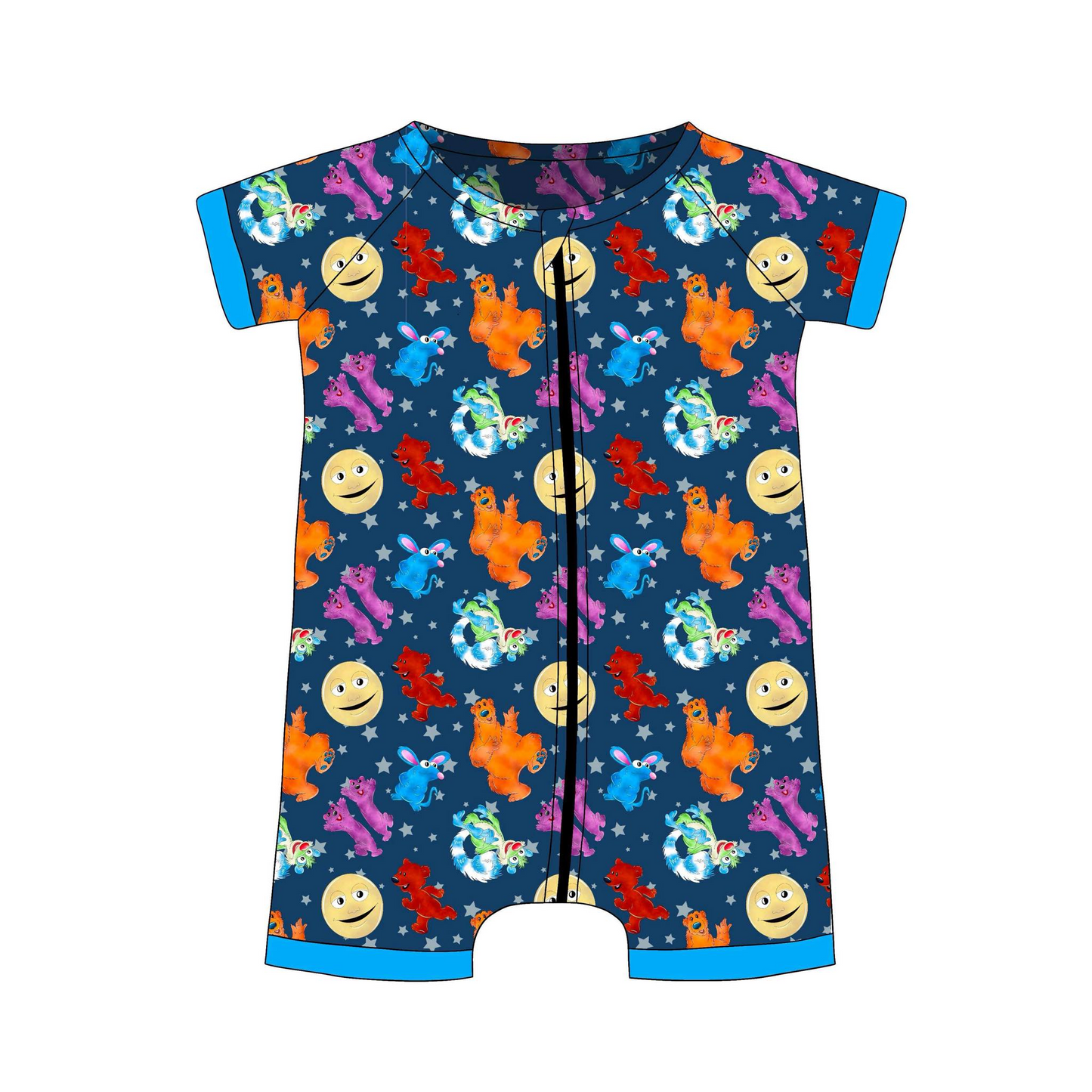 (Custom Design Preorder MOQ 5) Colorful Animals Print Baby Summer Zipper Romper