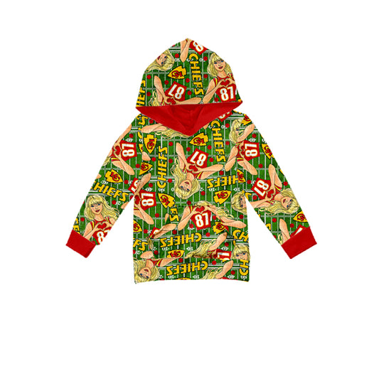 12.6(Custom Design Preorder MOQ 5) Team's CHIEFS Singer Swiftie Green Print Girls Hoodie Tops