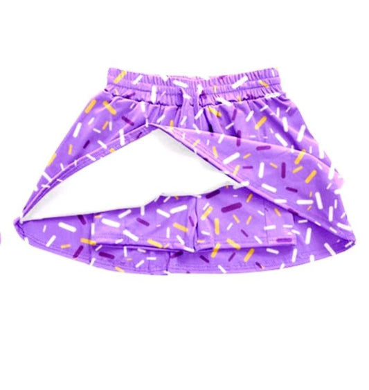 (Custom Design Preorder MOQ 5 Each Item) Purple Sprinkles Print Summer Bottom Skirts Shorts Mom and Me Matching Clothes
