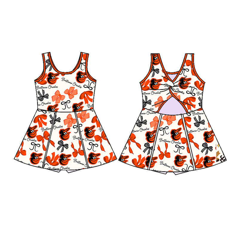(Custom Design Preorder MOQ 5 Each Color) Team's BALTIMRE Bows Print Girls Summer Clothes Sisters Matching Wear