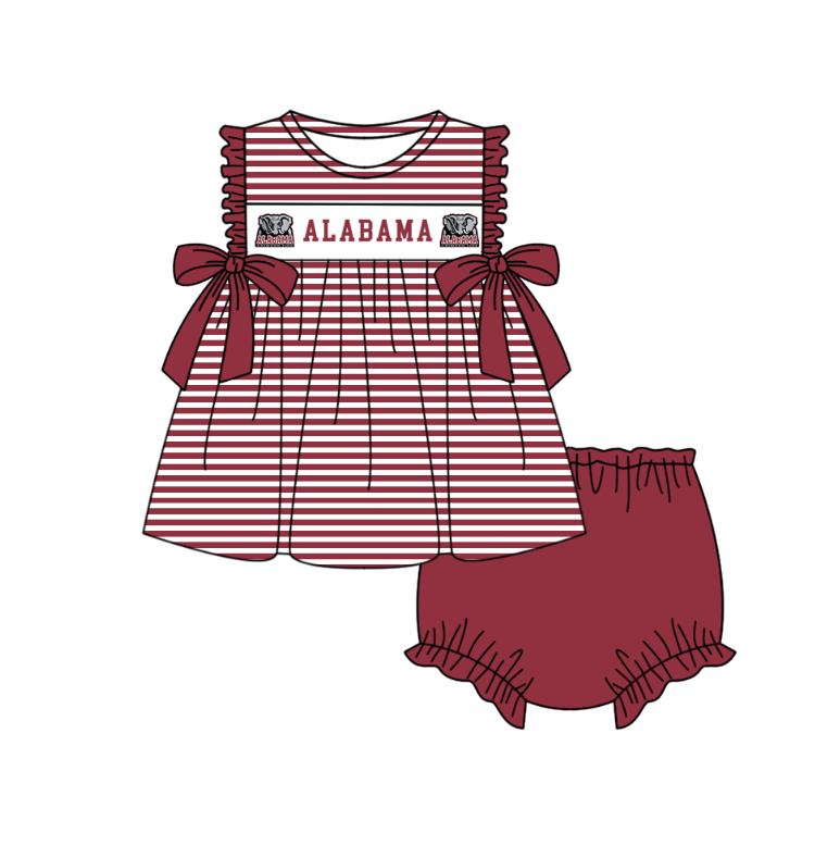 (Custom Design Preorder MOQ 5 Each Item) Team's Alabama Print Kids Summer Matching Clothes Sibling Wear