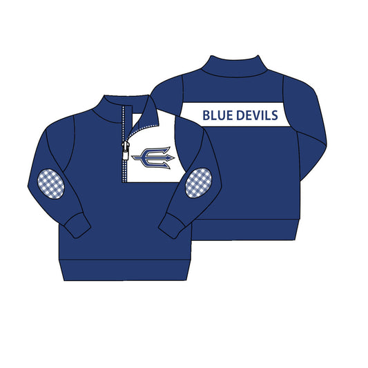 (Custom Design Preorder MOQ 5)Team's BLUE DEVILS Print Adult Zipper Pullover Shirts Top