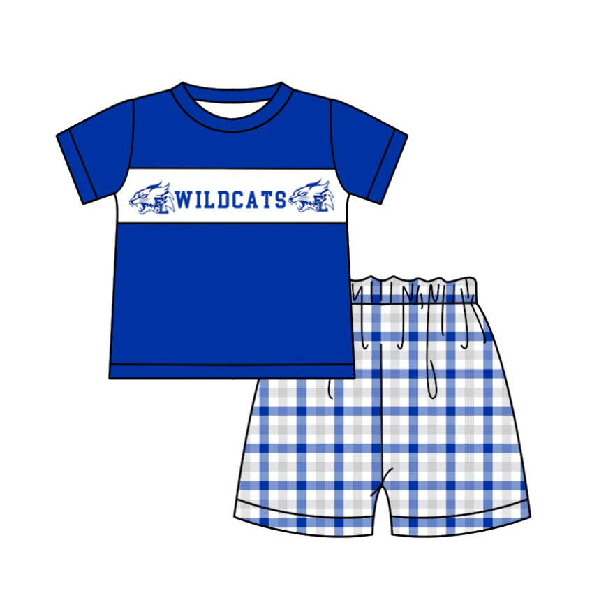 (Custom Design Preorder MOQ 5 Each Design) Team's WILDCATS Print Kids Summer Matching Clothes Sibling Wear