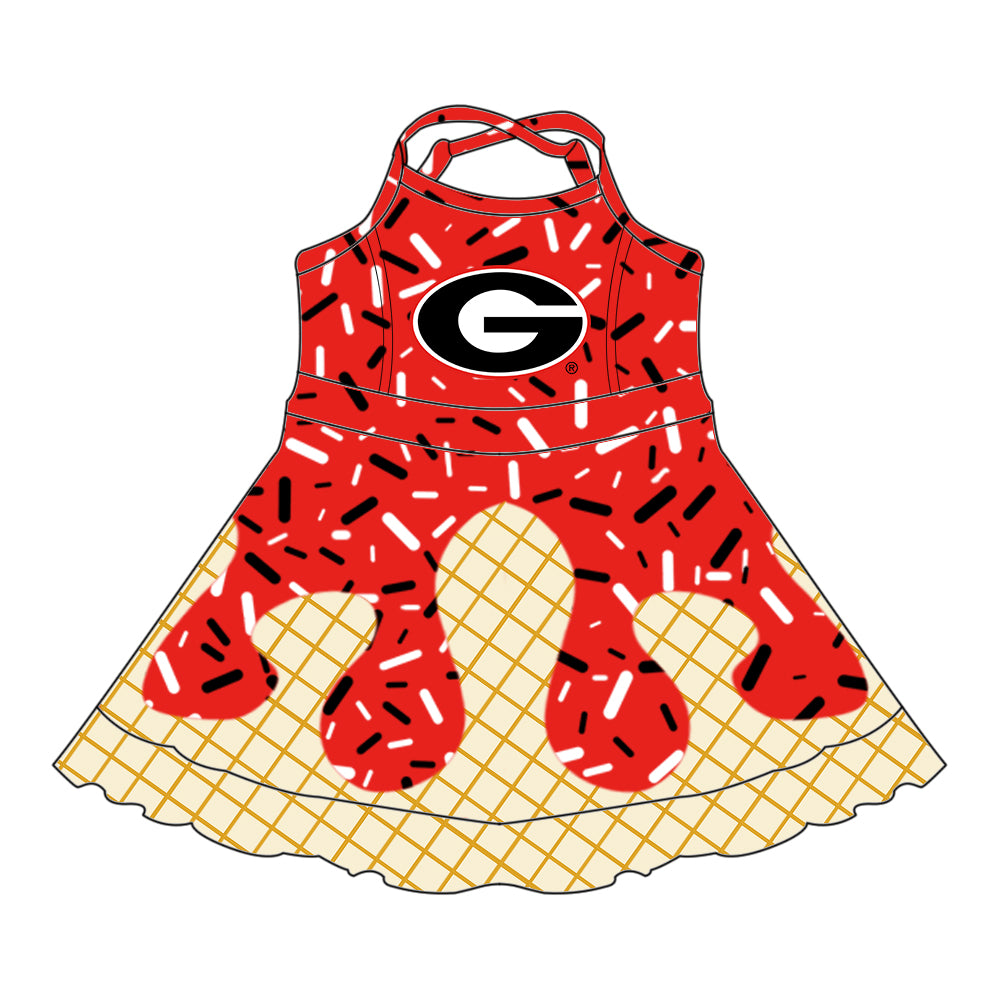 (Custom Design Preorder MOQ 5 Each Item)Team's Georgia Sprinkles Print Sibling Matching Clothes