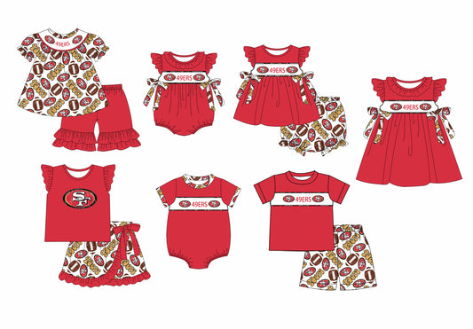 1.9(Custom Design Preorder MOQ 5 Each Design) Team's 49ERS Print Kids Summer Matching Clothes Sibling Wear