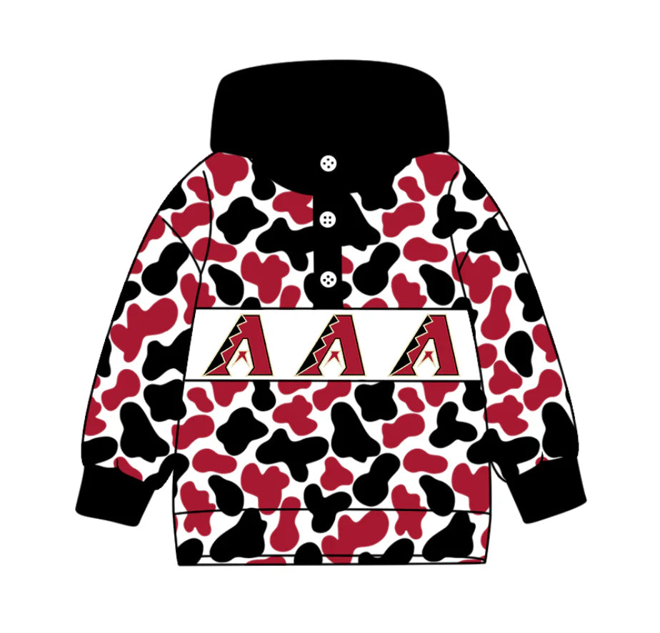 (Custom Design Preorder MOQ 5) Team's ARIZONA Camo Print Kids Long Sleeve Buttons Hoodie Top