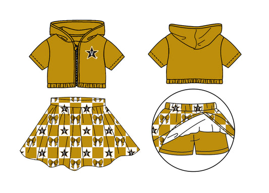(Custom Design Preorder MOQ 5 Each Color) Team's Vanderbilt Bows Plaid Print Girls Summer Clothes Sisters Matching Wear