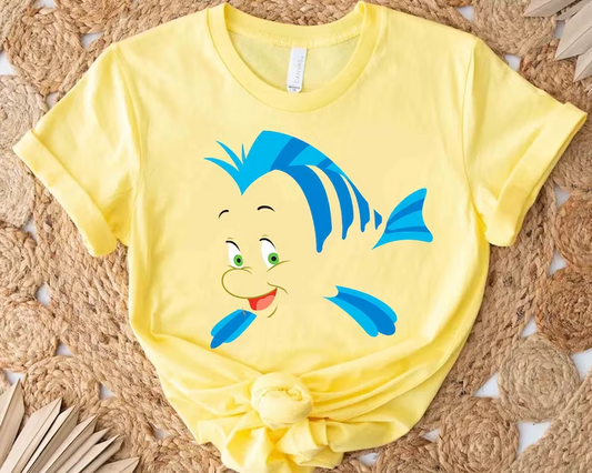 (Custom Design Preorder MOQ 5) Cartoon Fish Print Kids Tee Shirts Top