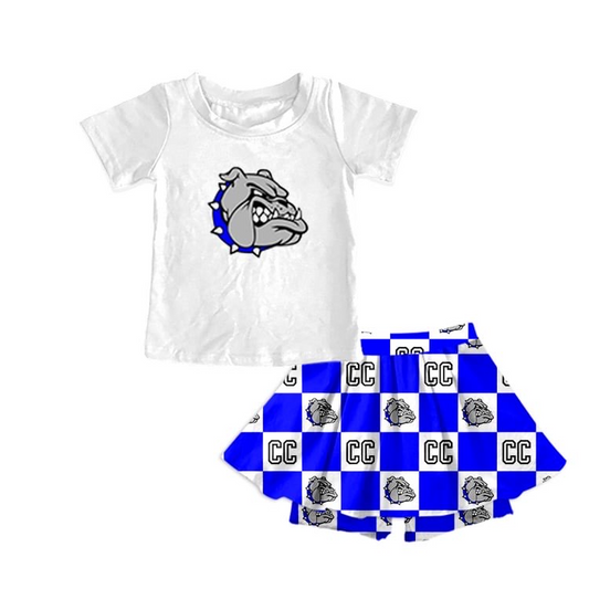 (Custom Design Preorder MOQ 5) Team's CC Dog Print Shorts Skirts Girls Summer Clothes Set