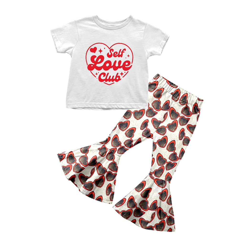 (Custom Design MOQ 5) Self Love Club Heart Girls Valentine's Clothes Set