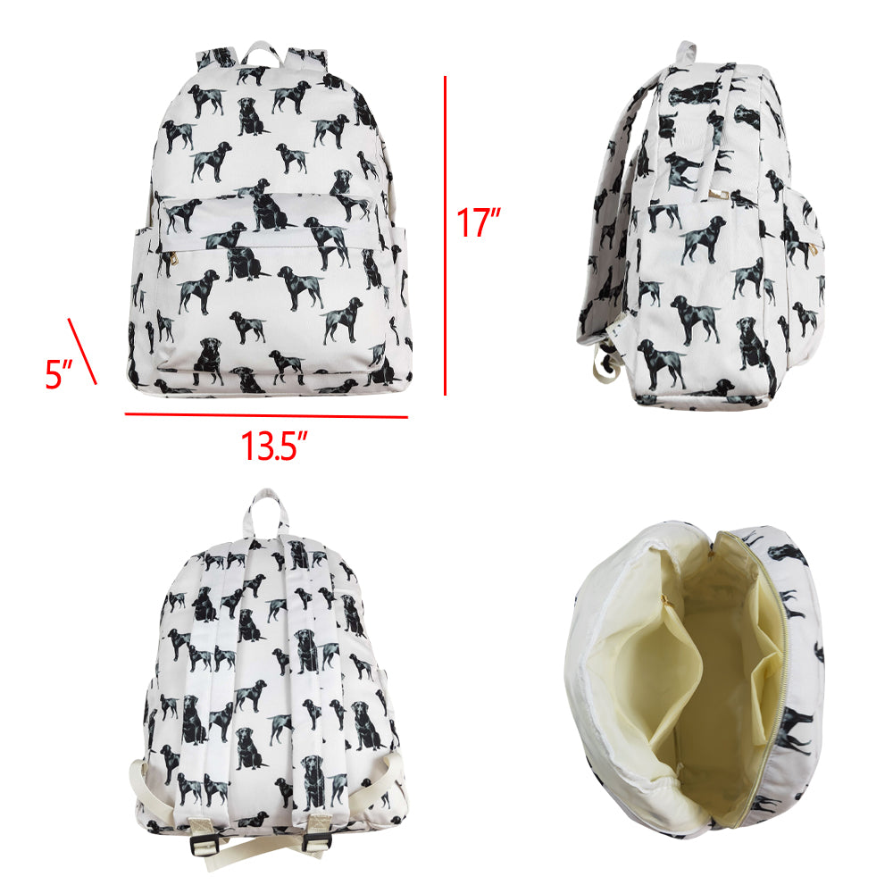 BA0230  Dog White Print Backpack Boys Bags