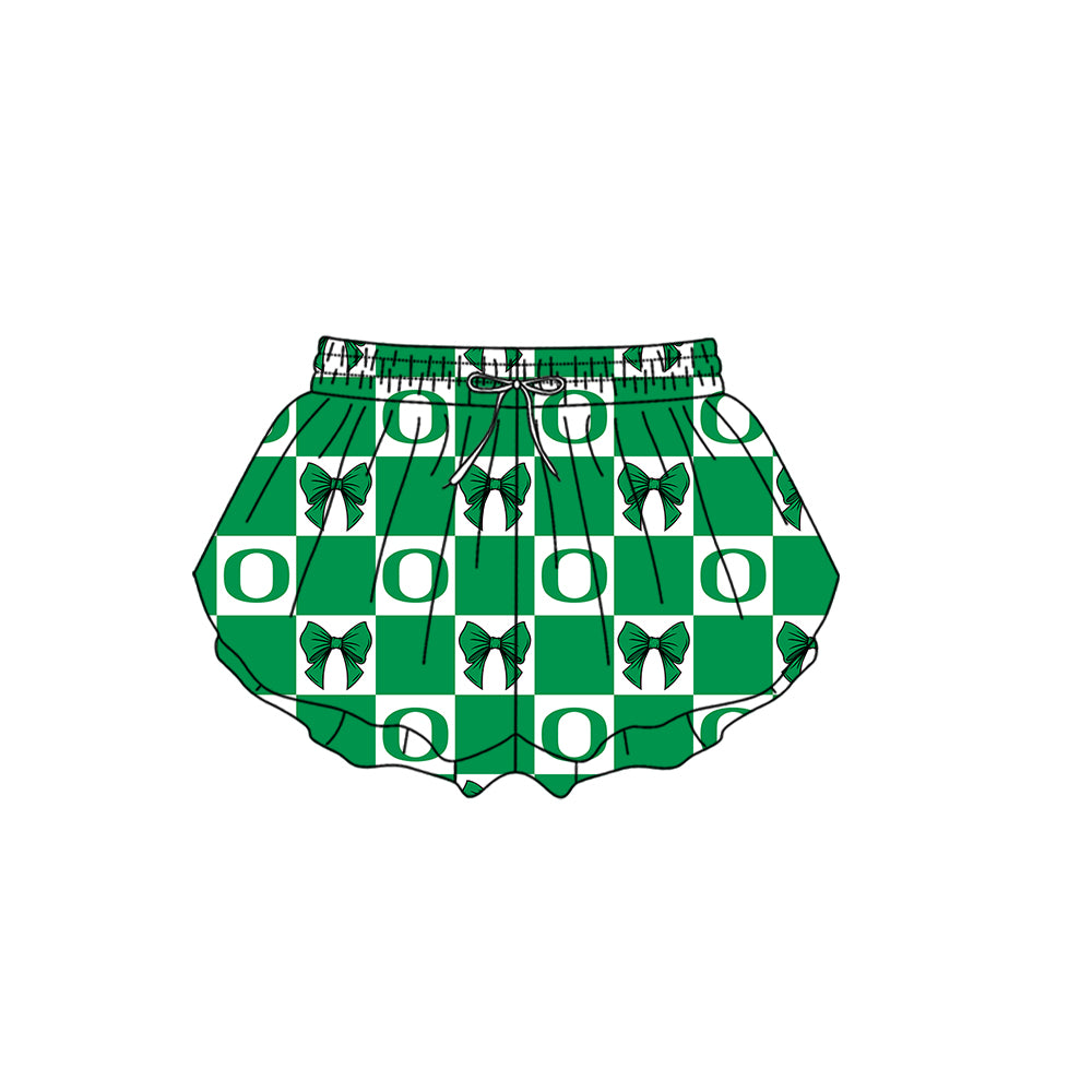 (Custom Design Preorder MOQ 5 Each Color) Team's Oregon Ducks Bows Plaid Print Girls Summer Clothes Sisters Matching Wear