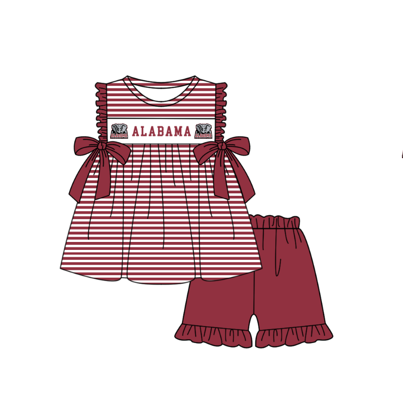 (Custom Design Preorder MOQ 5 Each Item) Team's Alabama Print Kids Summer Matching Clothes Sibling Wear