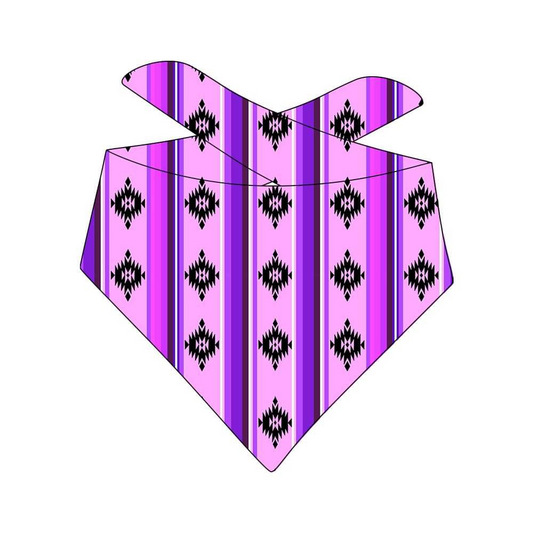 (Custom Design Preorder MOQ 5) Purple Aztec Western Print Collar Doggy Bandana