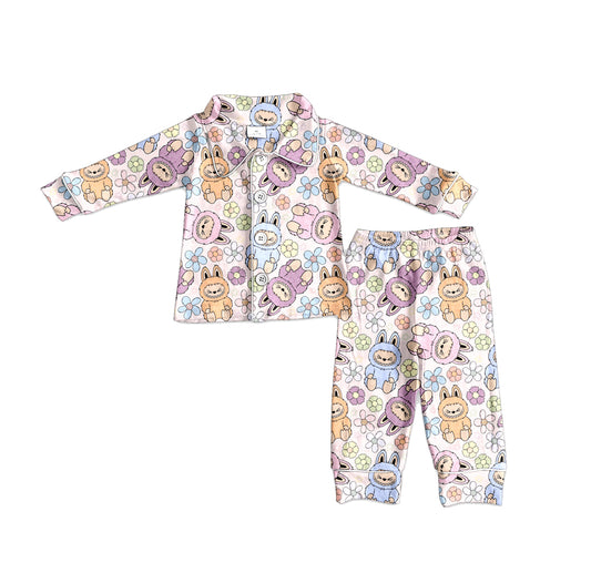 (Custom Design Preorder MOQ 5 Each Design) Cartoon LABU* Print Buttons Pajamas Sets Mom and Me Matching Clothes