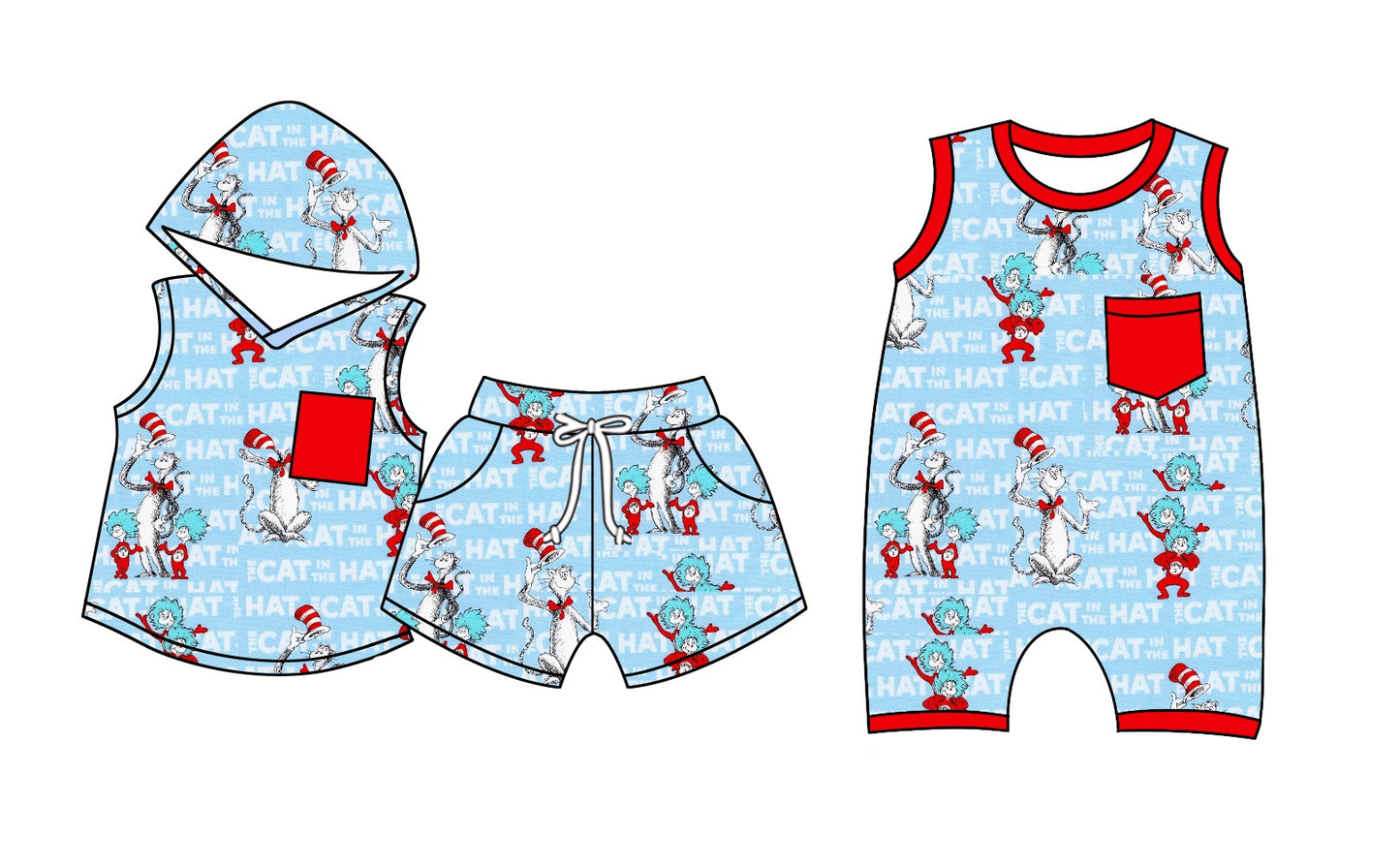 11.12(Custom Design Preorder MOQ 5 Each Design) Dr.Reading Blue Print Boys Summer Matching Clothes Brothers Wear