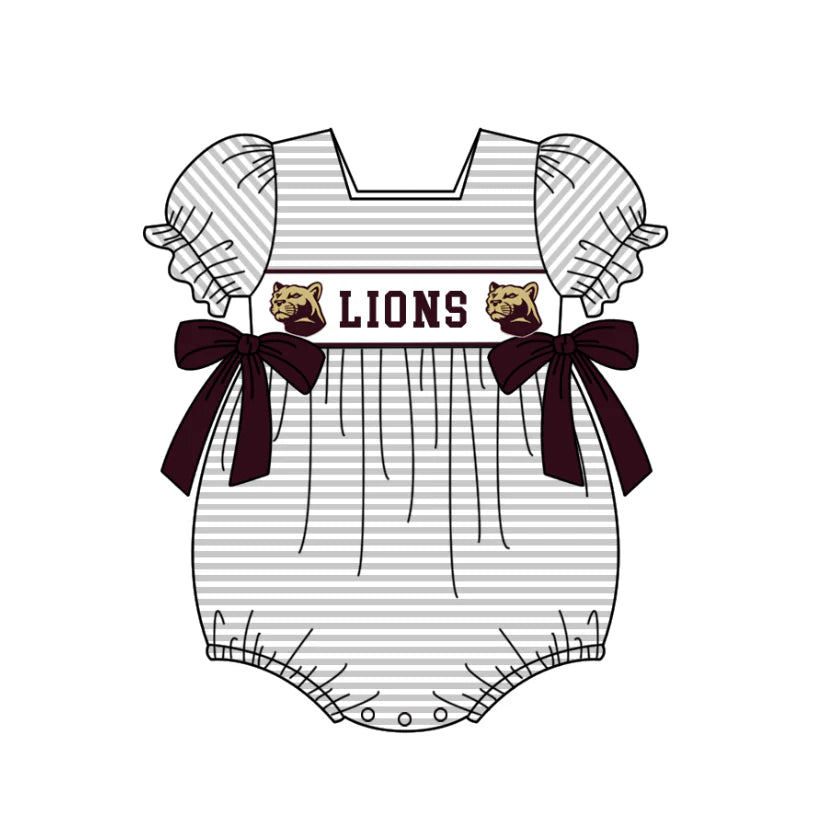 (Custom Design Preorder MOQ 5 Each Design) Team's LIONS Print Kids Summer Matching Clothes Sibling Wear