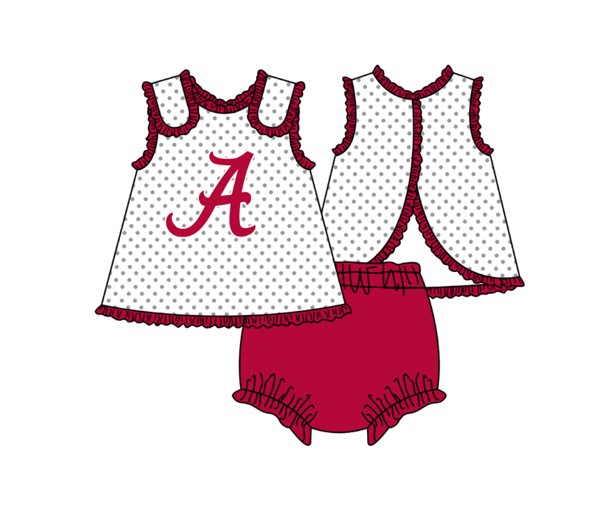 (Custom Design Preorder MOQ 5 Each Item) Team's Alabama Print Kids Summer Matching Clothes Sibling Wear