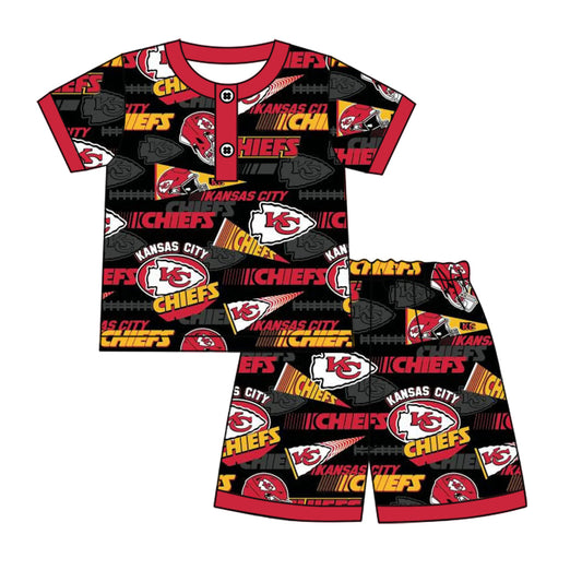 12.30(Custom Design Preorder MOQ 5) Team's KC Print Boys Summer Pajamas Clothes Set