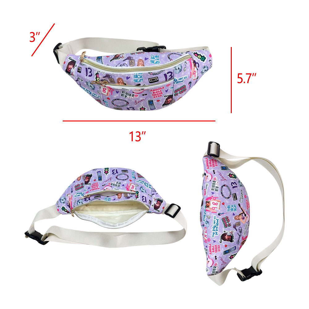 BA0253 Singer Swiftie Purple Print Fanny Pack Bag