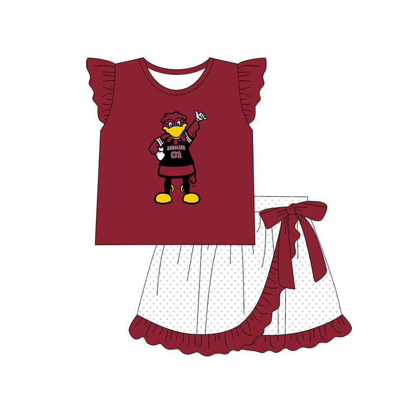 1.7(Custom Design Preorder MOQ 5 Each Design) Team's GAMECOCKS Print Kids Summer Matching Clothes Sibling Wear