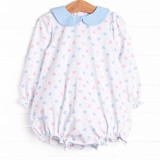 (Custom Design Preorder MOQ 5) Heart Print Baby Girls Valentine's Day Romper