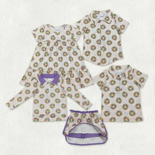 Donuts Print Family Mardi Gras Matching Clothes