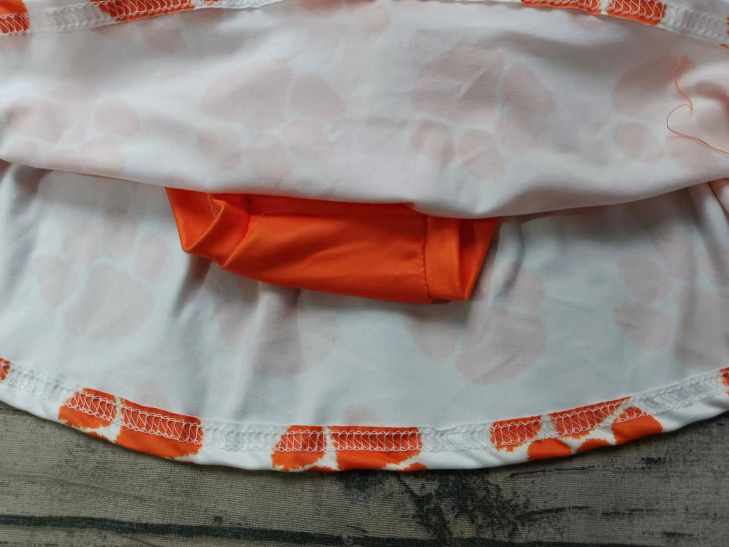 (Custom Design Preorder MOQ 3) Team's CLEMSON TIGERS Paw Orange Print Skirts With Shorts Girls Clothes Sets