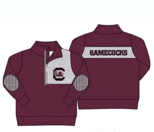 (Custom Design Preorder MOQ 5) Team's GAMECOCKS Print Boys Zipper Pullover Tee Shirts Top