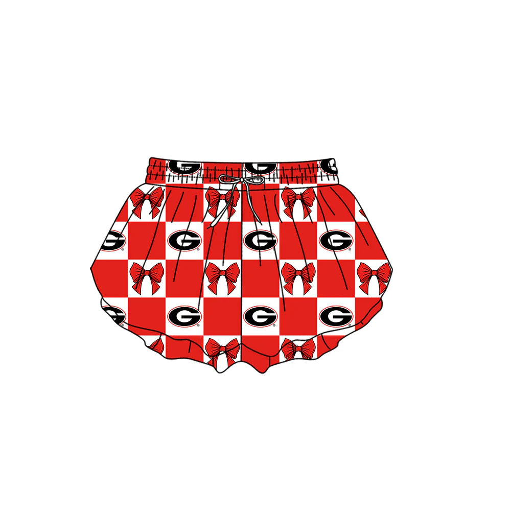 (Custom Design Preorder MOQ 5 Each Color) Team's Georgia Bows Plaid Print Girls Summer Clothes Sisters Matching Wear