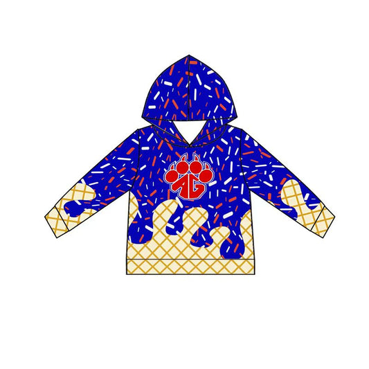 (Custom Design Preorder MOQ 5) Team's Blue Sprinkles Print Kids Long Sleeve Hoodie Top