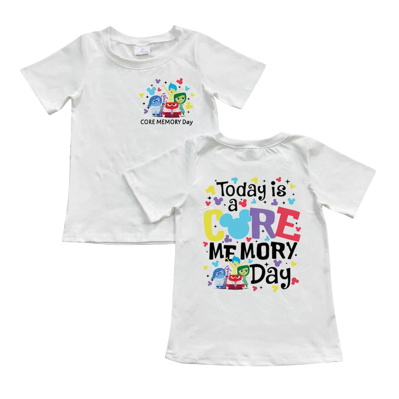 (Custom Design Preorder MOQ 5) Core Memory Day Cartoon Figure Inside Out Print Girls Summer Tee Shirts Top