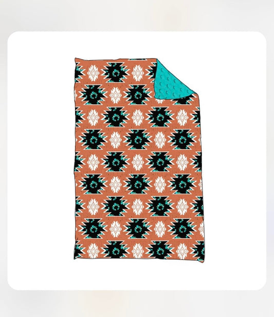(Custom Design Preorder MOQ 5)  Aztec Western Print Baby Blanket