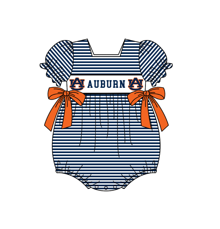 (Custom Design Preorder MOQ 5 Each Item) Team's Auburn Tigers Print Kids Summer Matching Clothes Sibling Wear