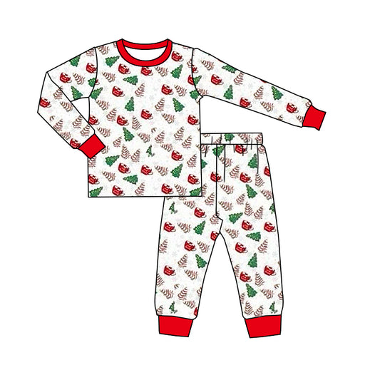 (Custom Design Preorder MOQ 5)  Christmas Cake Print Boys Pajamas Clothes Set