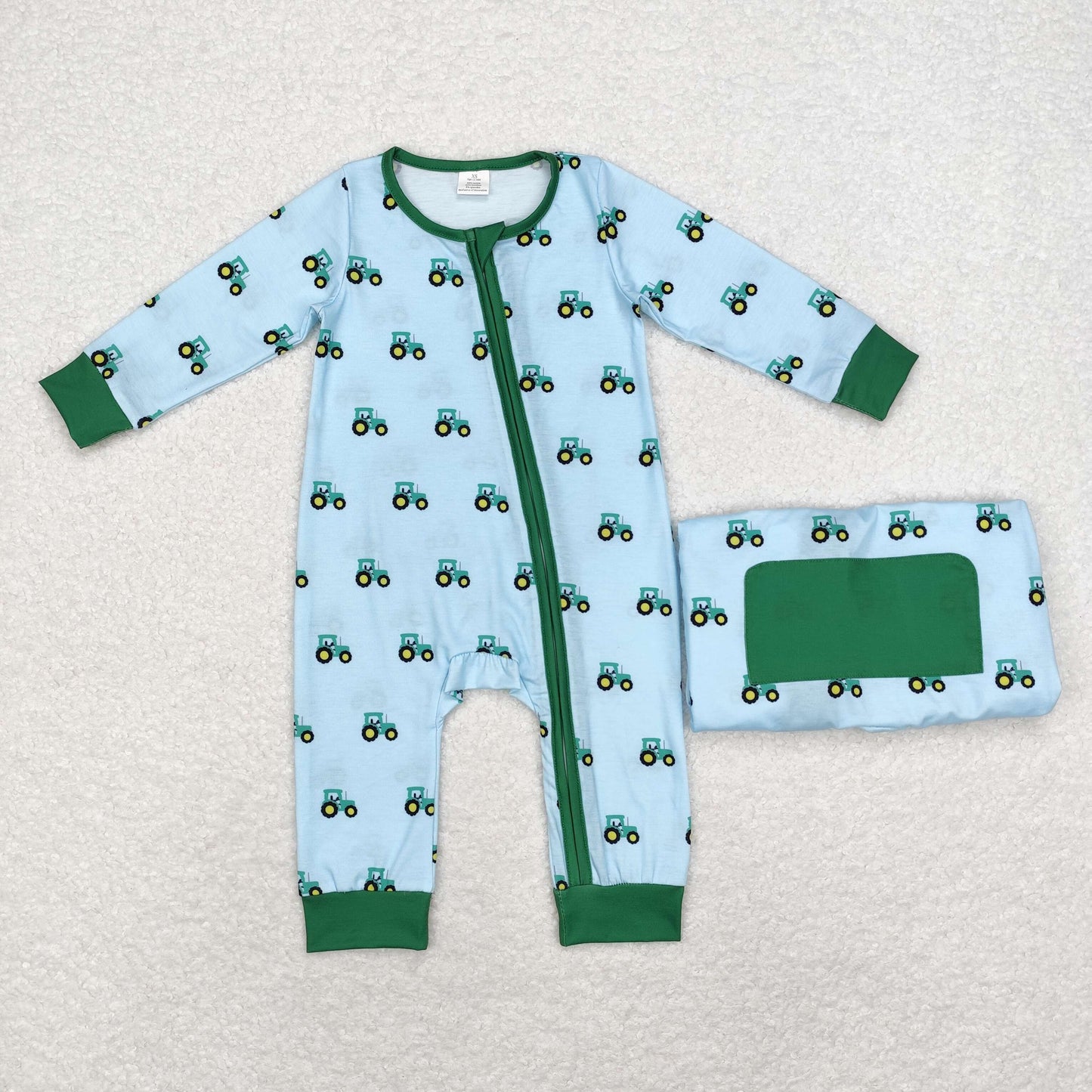 Tractors Blue Print Brothers Fall Bamboo Matching Pajams Clothes