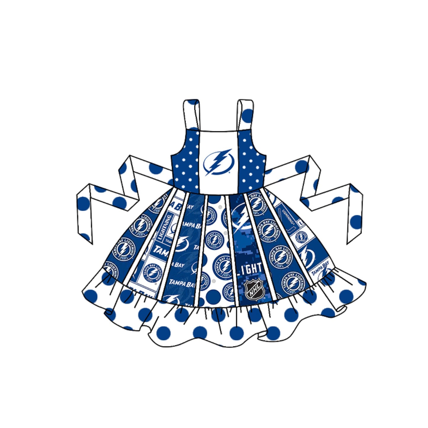 (Custom Design Preorder MOQ 5) Team's TAHPABAY Print Girls Summer Knee Length Dress