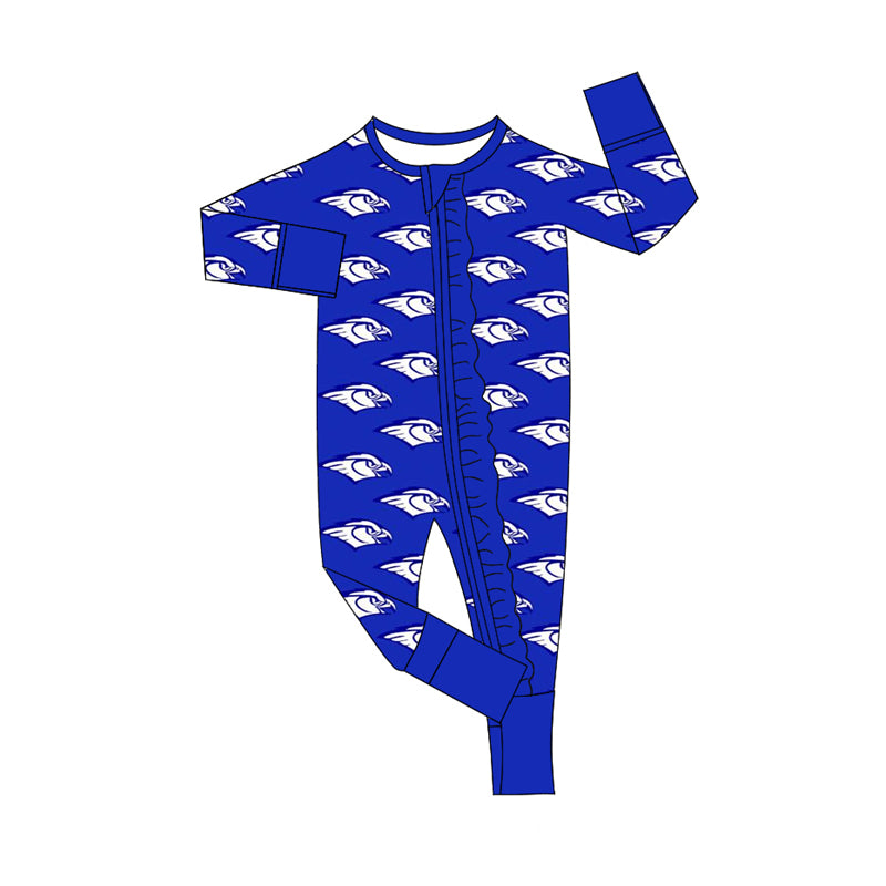 (Custom Design Preorder MOQ 5) Team's Colleton Print Baby Girls Sleeper Zipper Romper