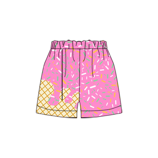 (Custom Design Preorder MOQ 5 ) Pink Sprinkles Print Kids Summer Bottom Shorts