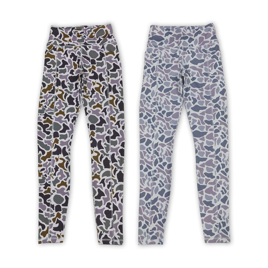 2 Colors Adult Brown Purple Camo Print Woman Yoga Legging Pants