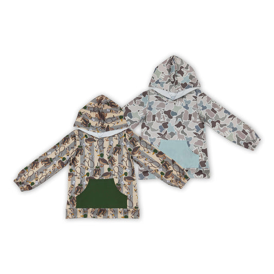 2 Colors Camo Print Boys Hunting Hoodie Top Brothers Wear