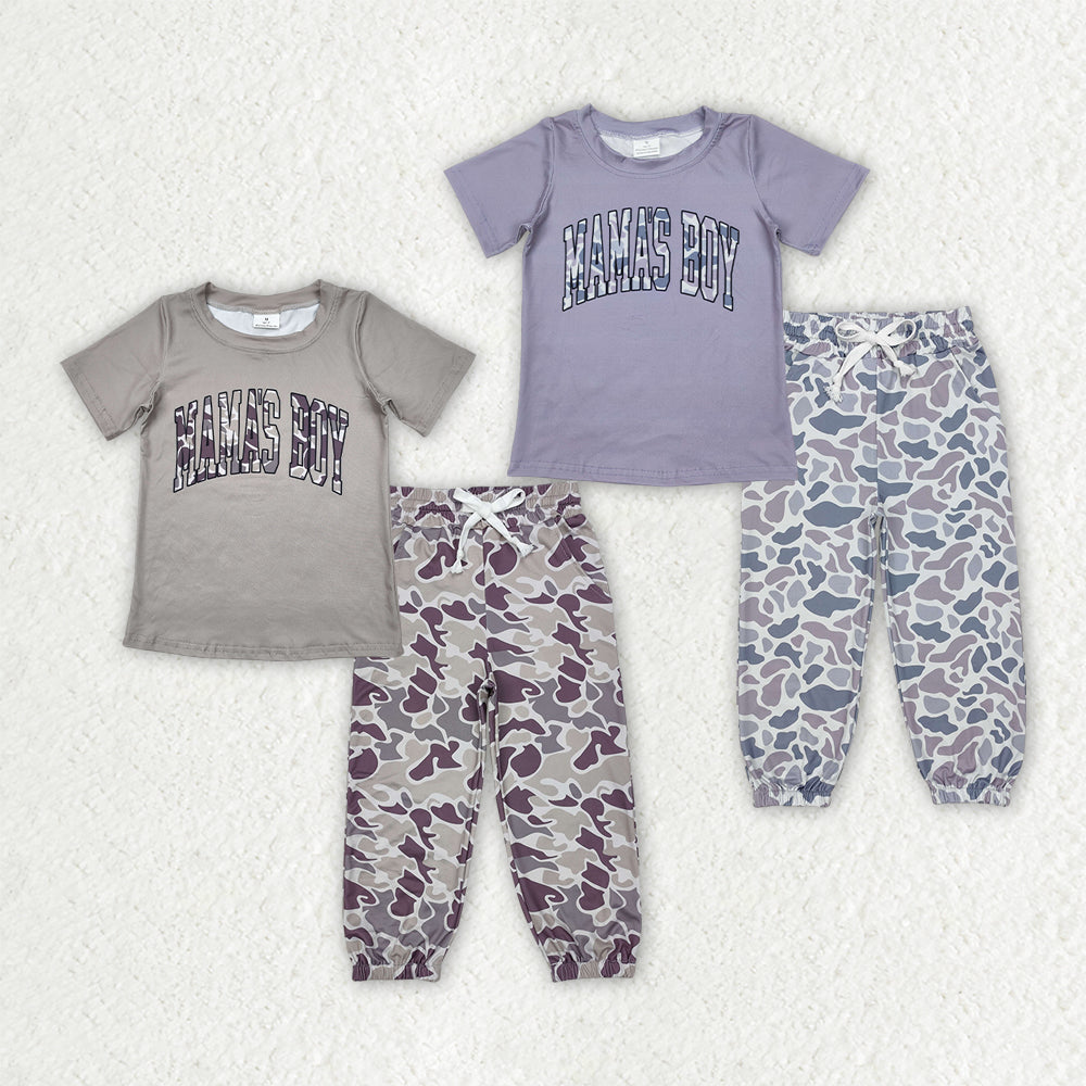 2 Colors MAMAS BOY Camo Top Joggers Boys Clothes Set Brothers Wear