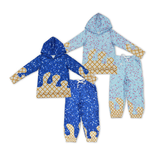 2 Colors Sprinkles Hoodie Top Pockets Joggers Pants Boys Fall Clothes Set Brothers Wear