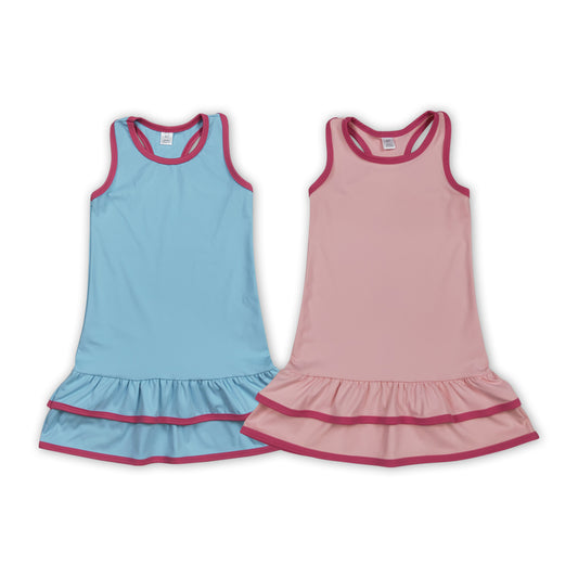 2 Colors Girls Summer Knee Length Yoga Dress Sisters Wear