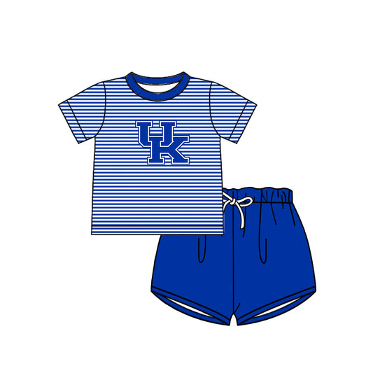 (Custom Design Preorder MOQ 5)  Team's Kentucky Top Blue Shorts Boys Summer Clothes Set