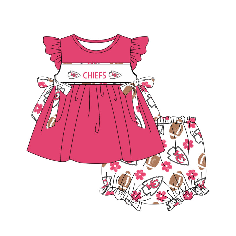 1.9(Custom Design Preorder MOQ 5 Each Design) Team's CHIEFS Print Kids Summer Matching Clothes Sibling Wear