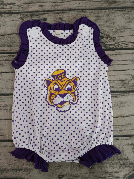 (Custom Design Preorder MOQ 5) Team's Tiger Print Baby Girls Summer Romper