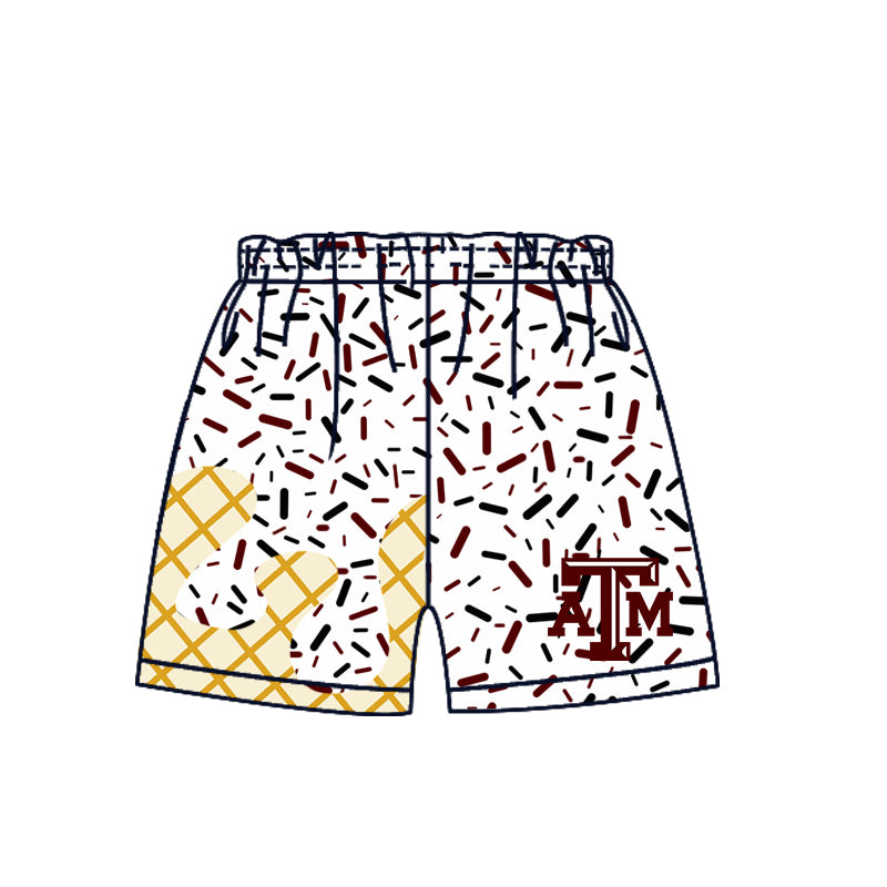 (Custom Design Preorder MOQ 5 Each Item)Team's Texas A&M Sprinkles Print Sibling Matching Clothes