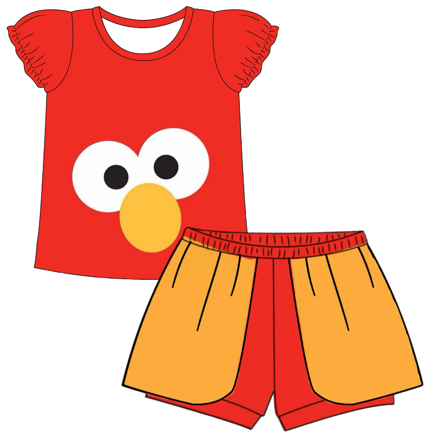 (Custom Design Preorder MOQ 5) Chicken Print Girls Summer Clothes Set